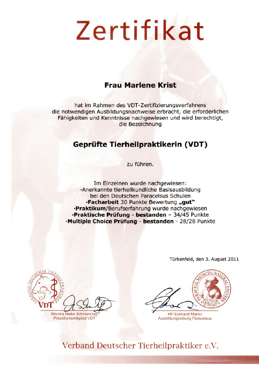 Zertifikate Marlene Krist